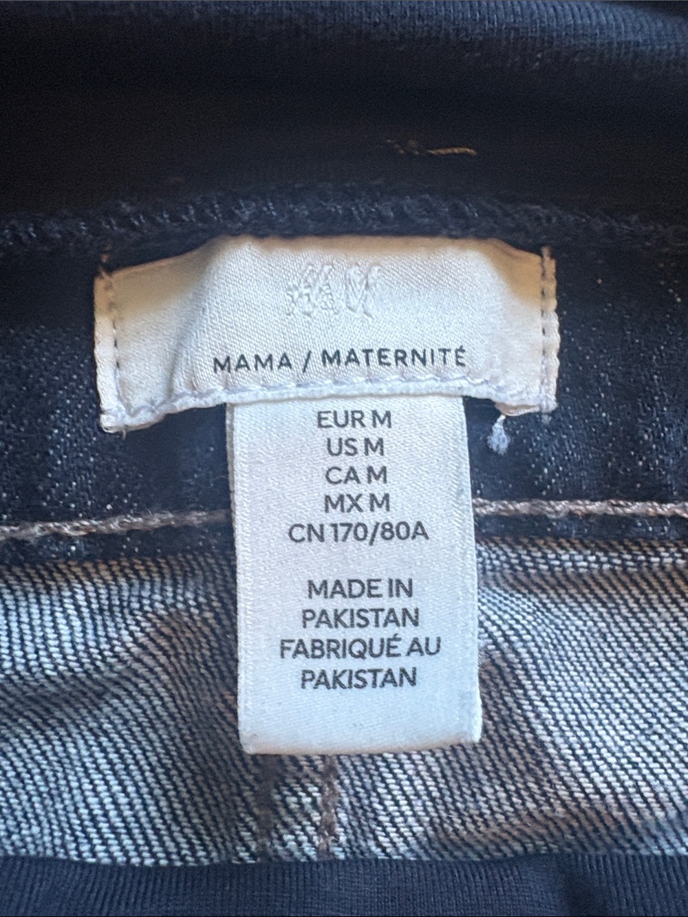 H&M Mama Maternity Jeans - Dark Wash with Navy Panel Medium - Picture 2 of 3